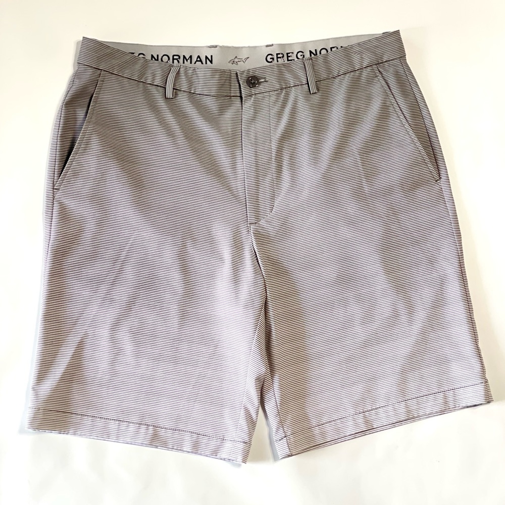 GREG NORMAN FOR TASSO ELBA BLACK WHITE STRIPED FADE SHORTS 34
